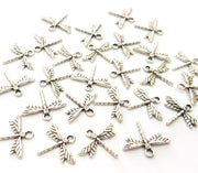 20 Dragonfly Charm Silver Charms Antique Silver Plated Metal (18x15mm) G12817