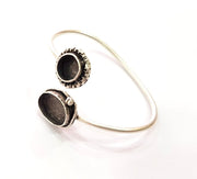 Silver Bracelet Blank Bangle Blank Cuff Blank Adjustable Bracelet inlay Blank Antique Silver Plated Brass (18x13mm and 10mm Blanks) G12821