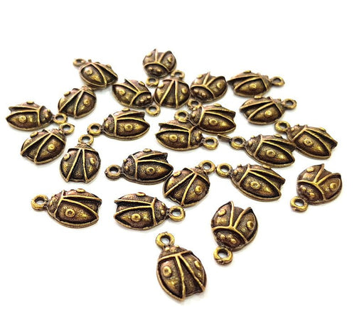 20 Ladybug Charm Antique Bronze Charm Antique Bronze Plated Metal  (15x10mm) G12829