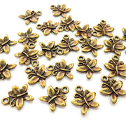 20 Butterfly Charm Antique Bronze Charm Antique Bronze Plated Metal  (14x13mm) G12830
