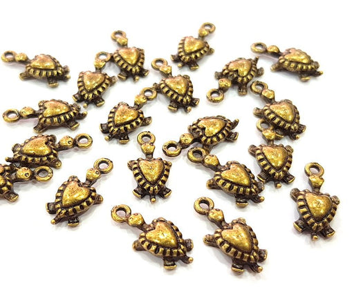 20 Turtle Charm Antique Bronze Charm Antique Bronze Plated Metal  (19x9mm) G12831