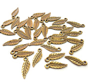 30 Leaf Charm Antique Bronze Charm Antique Bronze Plated Metal  (18x6mm) G12833