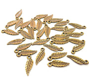 30 Leaf Charm Antique Bronze Charm Antique Bronze Plated Metal  (18x6mm) G12833