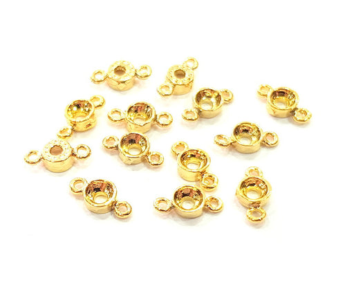 10 Gold Blank Base Setting Necklace Blank Mountings Gold Plated Brass ( 4mm blank ) G12841