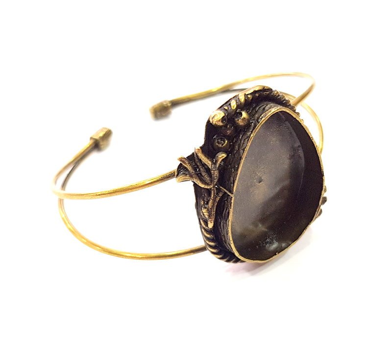 Bangle Blanks Antique Bronze Bracelet Blanks Cuff Blanks Adjustable Bracelet Blank Antique Bronze Plated Brass (30x22mm Blanks) G12861