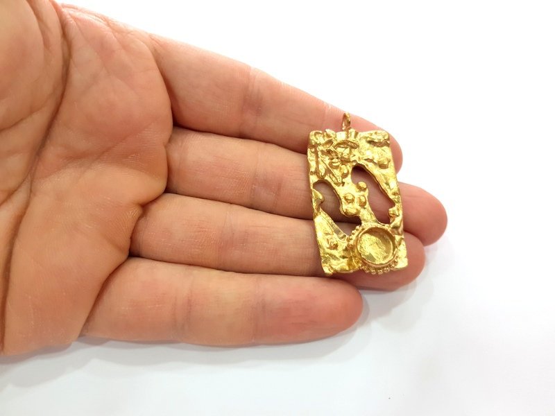 Raw Brass Pendant Blank Mosaic Base Blank inlay Blank Necklace Blank Resin Blank Mountings Cabochon Bezel Base  (10mm blank) G12891