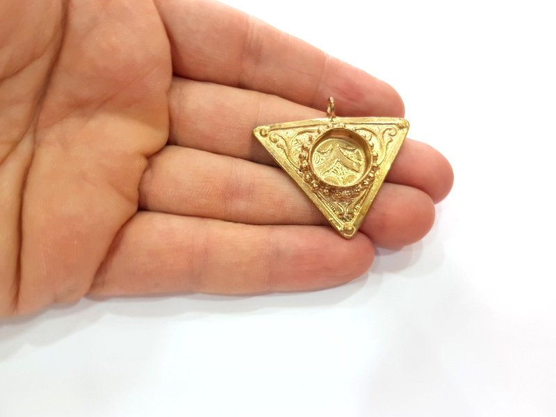 Raw Brass Pendant Blank Mosaic Base Blank inlay Blank Necklace Blank Resin Blank Mountings Cabochon Bezel Base  (14mm blank) G12896