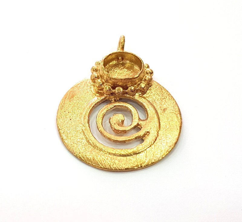 Raw Brass Pendant Blank Mosaic Base Blank inlay Blank Necklace Blank Resin Blank Mountings Cabochon Bezel Base  (10mm blank) G12902