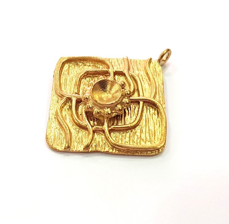 Raw Brass Pendant Blank Mosaic Base Blank inlay Blank Necklace Blank Resin Blank Mountings Cabochon Bezel Base  (6mm blank) G12904