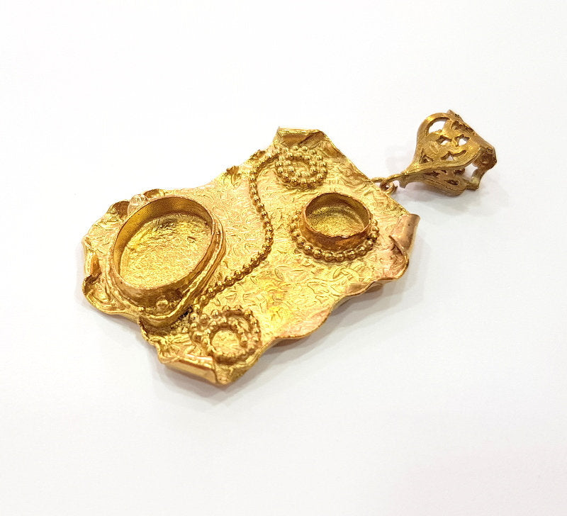 Raw Brass Pendant Blank Mosaic Base Blank inlay Blank Necklace Blank Resin Blank Mountings Cabochon Bezel Base  (18x13mm and 10mm ) G12906