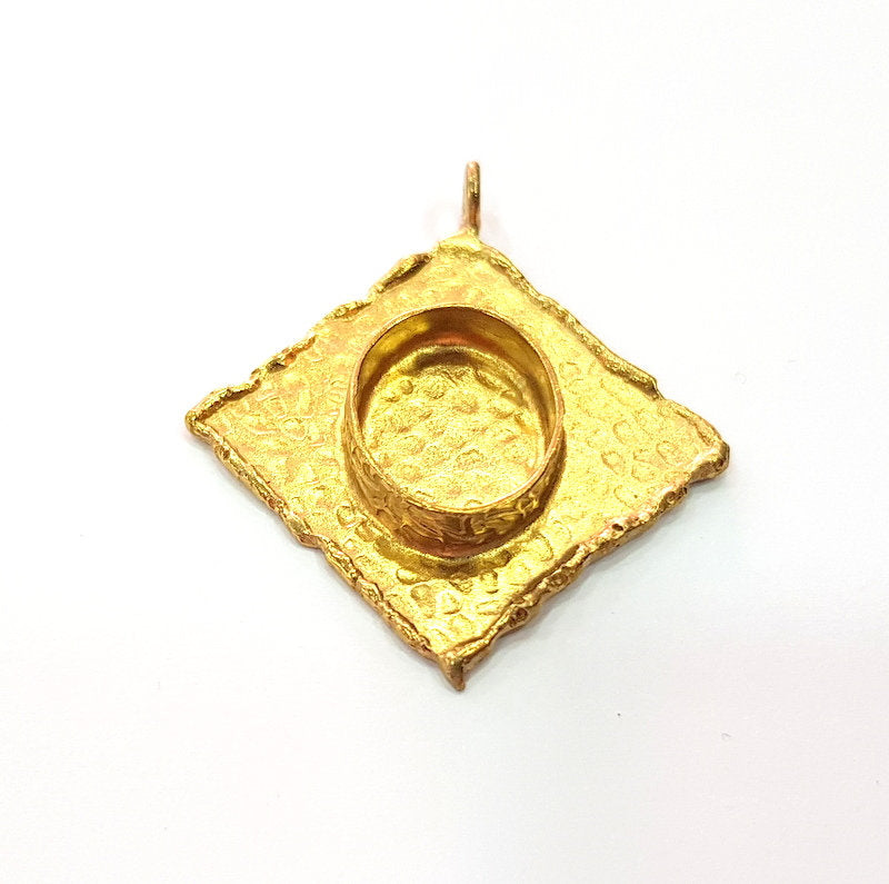 Raw Brass Pendant Blank Mosaic Base Blank inlay Blank Necklace Blank Resin Blank Mountings Cabochon Bezel Base  (18x13mm blank) G12914