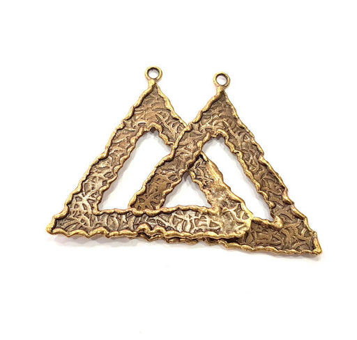 Hammered Triangle Charm Antique Bronze Connector Antique Bronze Plated Brass (71x42mm) G12048