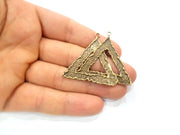 Hammered Triangle Charm Antique Bronze Connector Antique Bronze Plated Brass (71x42mm) G12048