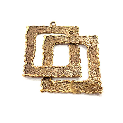 Hammered Charm Antique Bronze Connector Antique Bronze Plated Brass (69x38mm) G12049