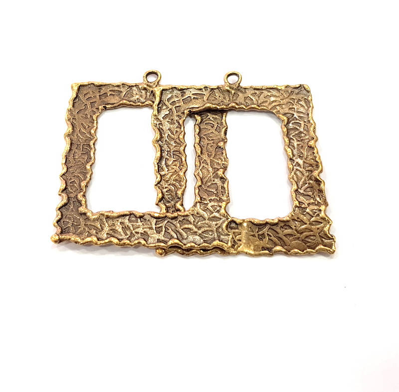 Hammered Charm Antique Bronze Connector Antique Bronze Plated Brass (69x38mm) G12049