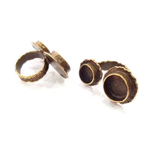 Antique Bronze Ring Blank Ring Setting inlay Blank Mosaic Bezel Base Cabochon Mountings (14mm+10mm blank) Antique Bronze Plated Brass G12056