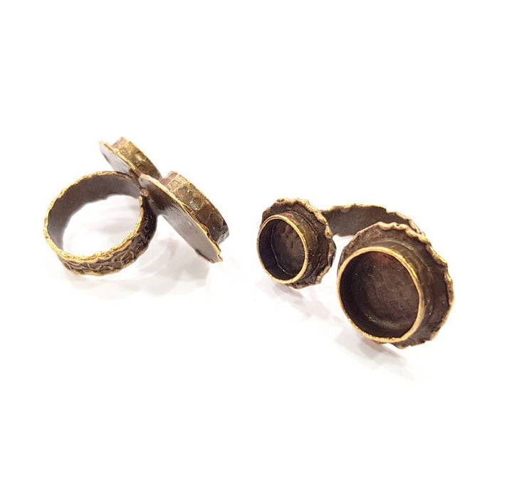 Antique Bronze Ring Blank Ring Setting inlay Blank Mosaic Bezel Base Cabochon Mountings (14mm+10mm blank) Antique Bronze Plated Brass G12056