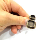 Antique Bronze Ring Blank Ring Setting inlay Blank Mosaic Bezel Base Cabochon Mountings (15mm+10mm blank) Antique Bronze Plated Brass G12057