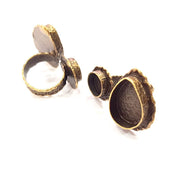 Antique Bronze Ring Blank Ring Setting inlay Blank Mosaic Bezel Base Cabochon Mountings (20x15mm+10mm ) Antique Bronze Plated Brass G12058
