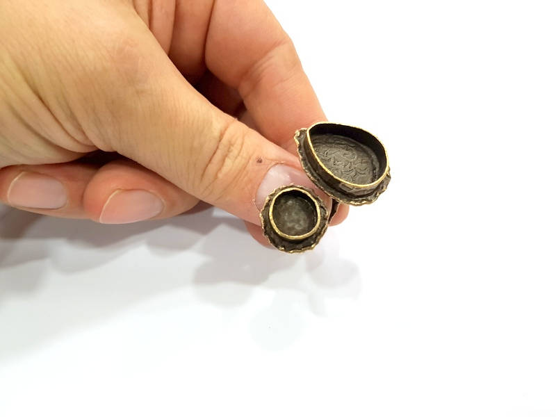 Antique Bronze Ring Blank Ring Setting inlay Blank Mosaic Bezel Base Cabochon Mountings (20x15mm+10mm ) Antique Bronze Plated Brass G12058