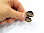 Antique Bronze Ring Blank Ring Setting inlay Blank Mosaic Bezel Base Cabochon Mountings (25x18mm+14x10mm) Antique Bronze Plated Brass G12061