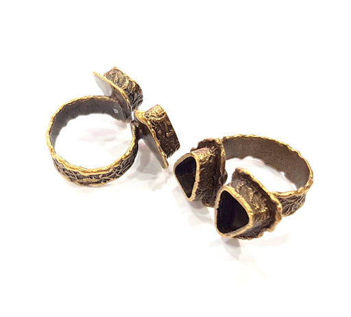 Antique Bronze Ring Blank Ring Setting inlay Blank Mosaic Bezel Base Cabochon Mountings (9x7mm) Antique Bronze Plated Brass G12062