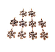 10 Snowflake Charm Antique Copper Charm Antique Copper Plated Metal (18x13mm) G12065