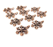 10 Snowflake Charm Antique Copper Charm Antique Copper Plated Metal (18x13mm) G12065