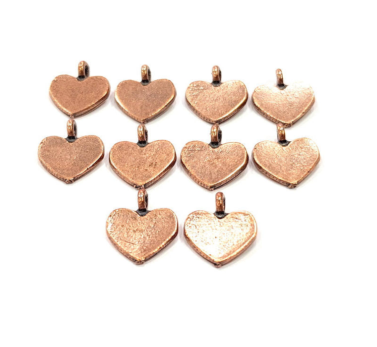 10 Heart Charm Antique Copper Charm Antique Copper Plated Metal (13x12mm) G12066