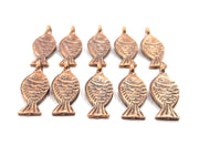 10 Fish Charm Antique Copper Charm Antique Copper Plated Metal (21x8mm) G12067