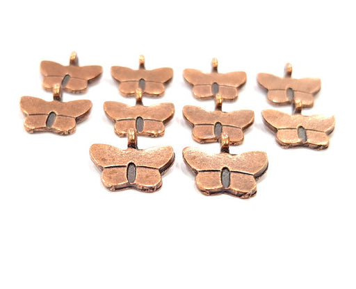 15 Butterfly Charm Antique Copper Charm Antique Copper Plated Metal (13x13mm) G12072
