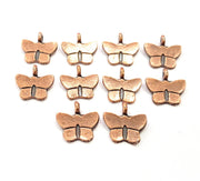 15 Butterfly Charm Antique Copper Charm Antique Copper Plated Metal (13x13mm) G12072
