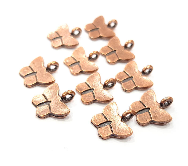 15 Butterfly Charm Antique Copper Charm Antique Copper Plated Metal (13x13mm) G12072