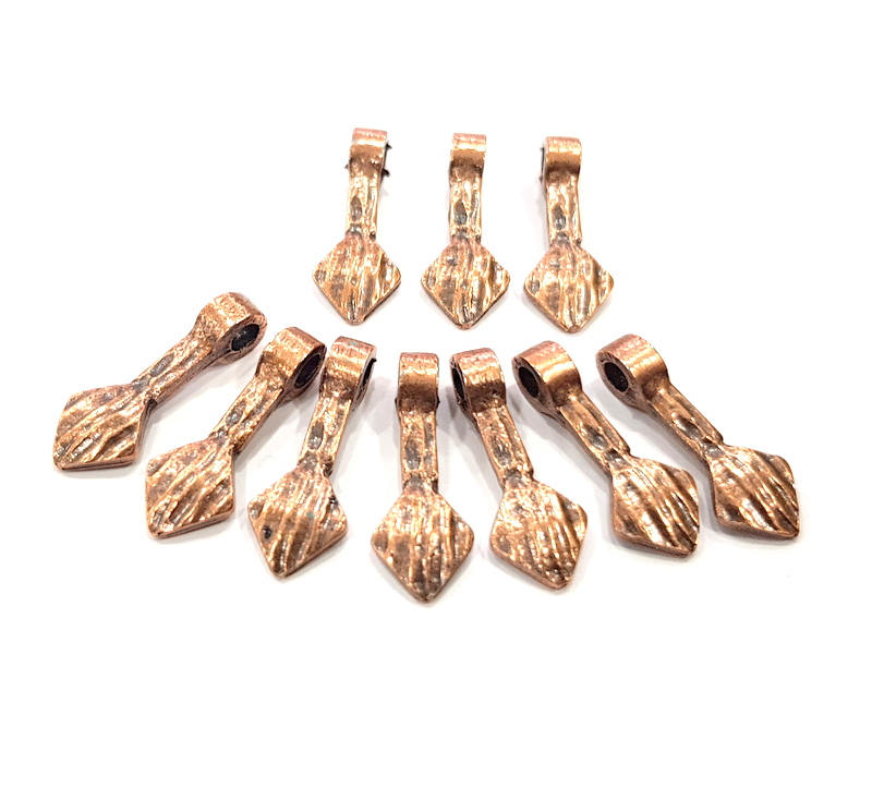 10 Copper Charm (21x8mm) Antique Copper Charm Antique Copper Plated Metal  G12074