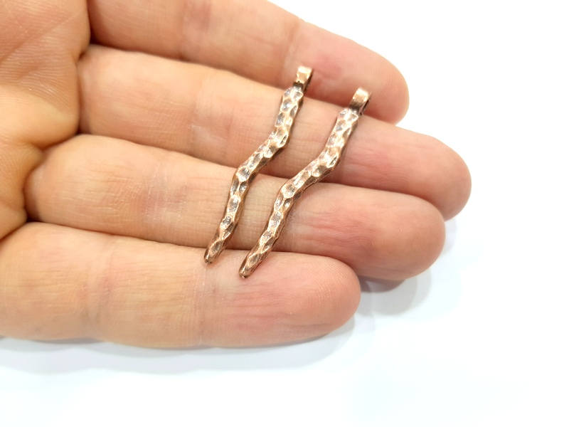 8 Copper Charm (43x4mm) Antique Copper Charm Antique Copper Plated Metal  G12075