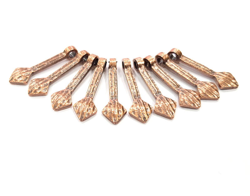 10 Copper Charm (30x9mm) Antique Copper Charm Antique Copper Plated Metal  G15749