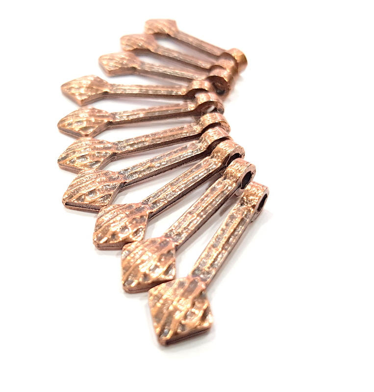 10 Copper Charm (30x9mm) Antique Copper Charm Antique Copper Plated Metal  G15749