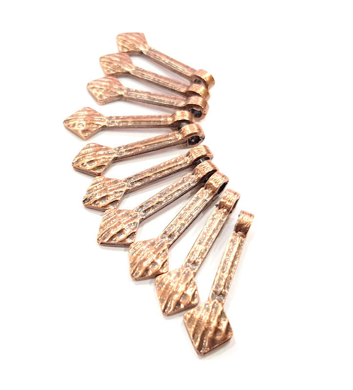 10 Copper Charm (30x9mm) Antique Copper Charm Antique Copper Plated Metal  G15749