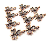 10 Clover Charm Antique Copper Charm Antique Copper Plated Metal (17x12mm) G15627