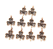10 Clover Charm Antique Copper Charm Antique Copper Plated Metal (17x12mm) G15627