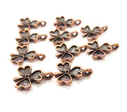 10 Clover Charm Antique Copper Charm Antique Copper Plated Metal (17x12mm) G15627