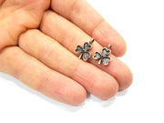 10 Clover Charm Antique Copper Charm Antique Copper Plated Metal (17x12mm) G15627