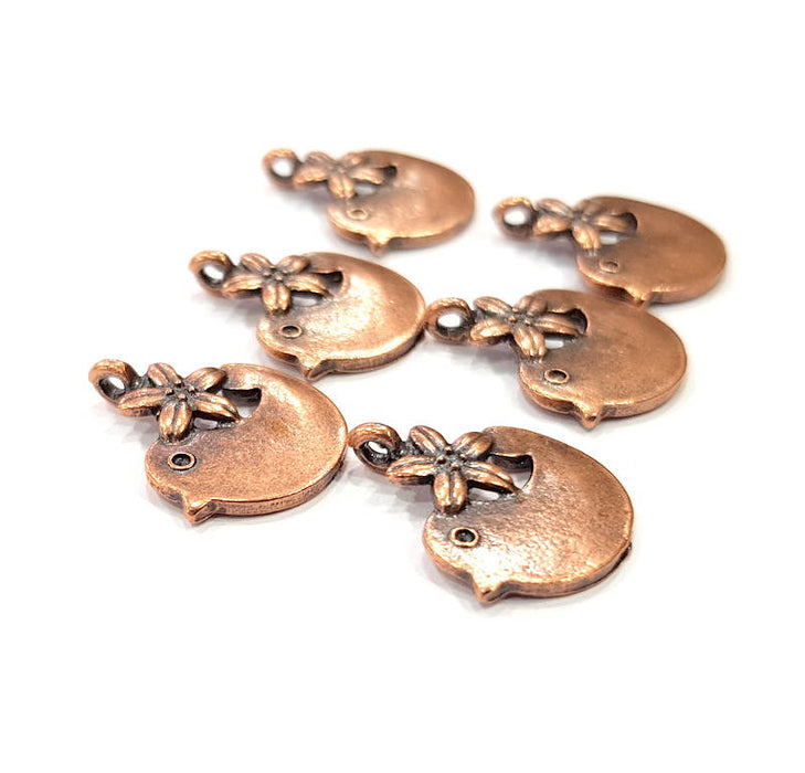 6 Bird Charm Antique Copper Charm Antique Copper Plated Metal (16x12mm) G12084