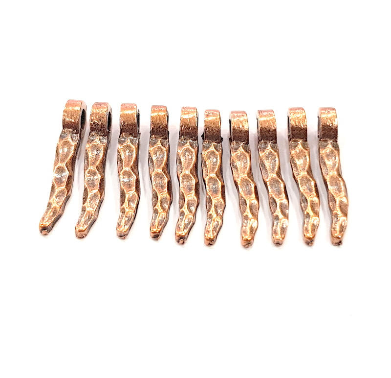 10 Copper Charm (22x4mm) Antique Copper Charm Antique Copper Plated Metal  G12089
