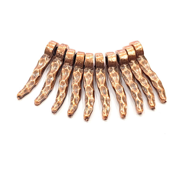 10 Copper Charm (22x4mm) Antique Copper Charm Antique Copper Plated Metal  G12089