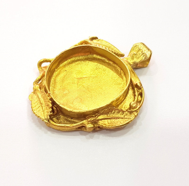Raw Brass Pendant Blank Mosaic Base Blank inlay Blank Necklace Blank Resin Blank Mountings Cabochon Bezel Base  (25mm blank) G12941