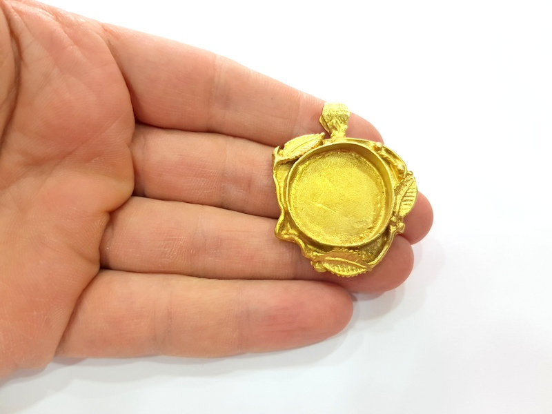 Raw Brass Pendant Blank Mosaic Base Blank inlay Blank Necklace Blank Resin Blank Mountings Cabochon Bezel Base  (25mm blank) G12941