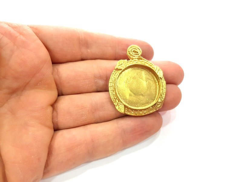 Raw Brass Pendant Blank Mosaic Base Blank inlay Blank Necklace Blank Resin Blank Mountings Cabochon Bezel Base  (25mm blank) G12944