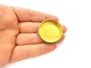 Raw Brass Pendant Blank Mosaic Base Blank inlay Blank Necklace Blank Resin Blank Mountings Cabochon Bezel Base  (34mm blank) G12948