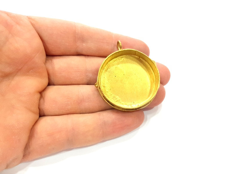 Raw Brass Pendant Blank Mosaic Base Blank inlay Blank Necklace Blank Resin Blank Mountings Cabochon Bezel Base  (34mm blank) G12948